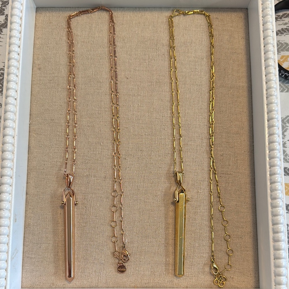 Stella & Dot Rebel pendant necklaces. Gently used condition. Gold and Rose Gold.